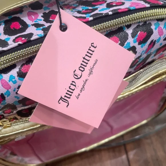 JUICY COUTURE Pink Leopard Pattern PURounded Makeup Case Organizer